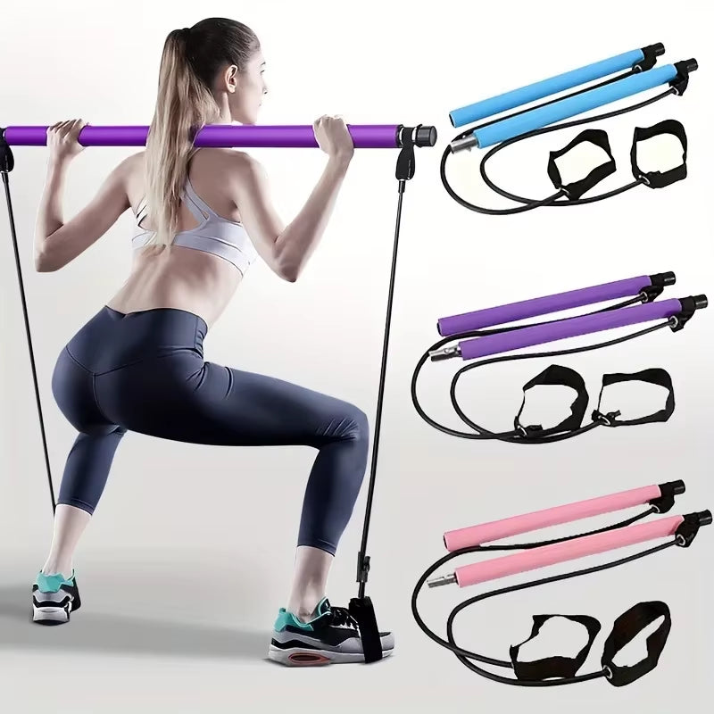 Portable Pilates Bar Kit with Resistance Bands for Yoga and Strength Training